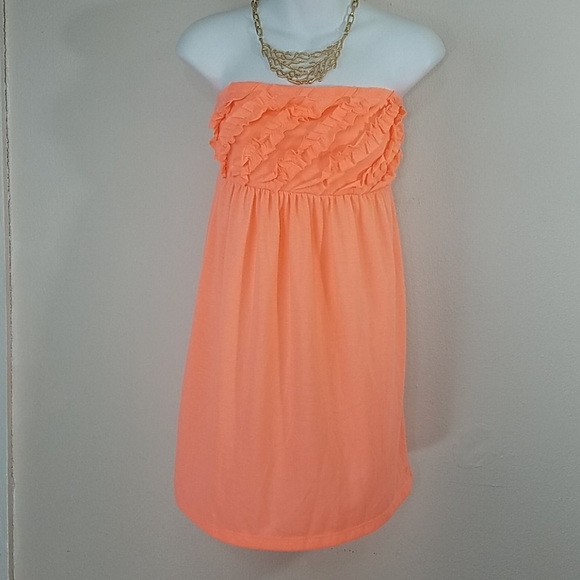 OP Dresses & Skirts - Sundress tube neon orange Mini ruffled top OP logo